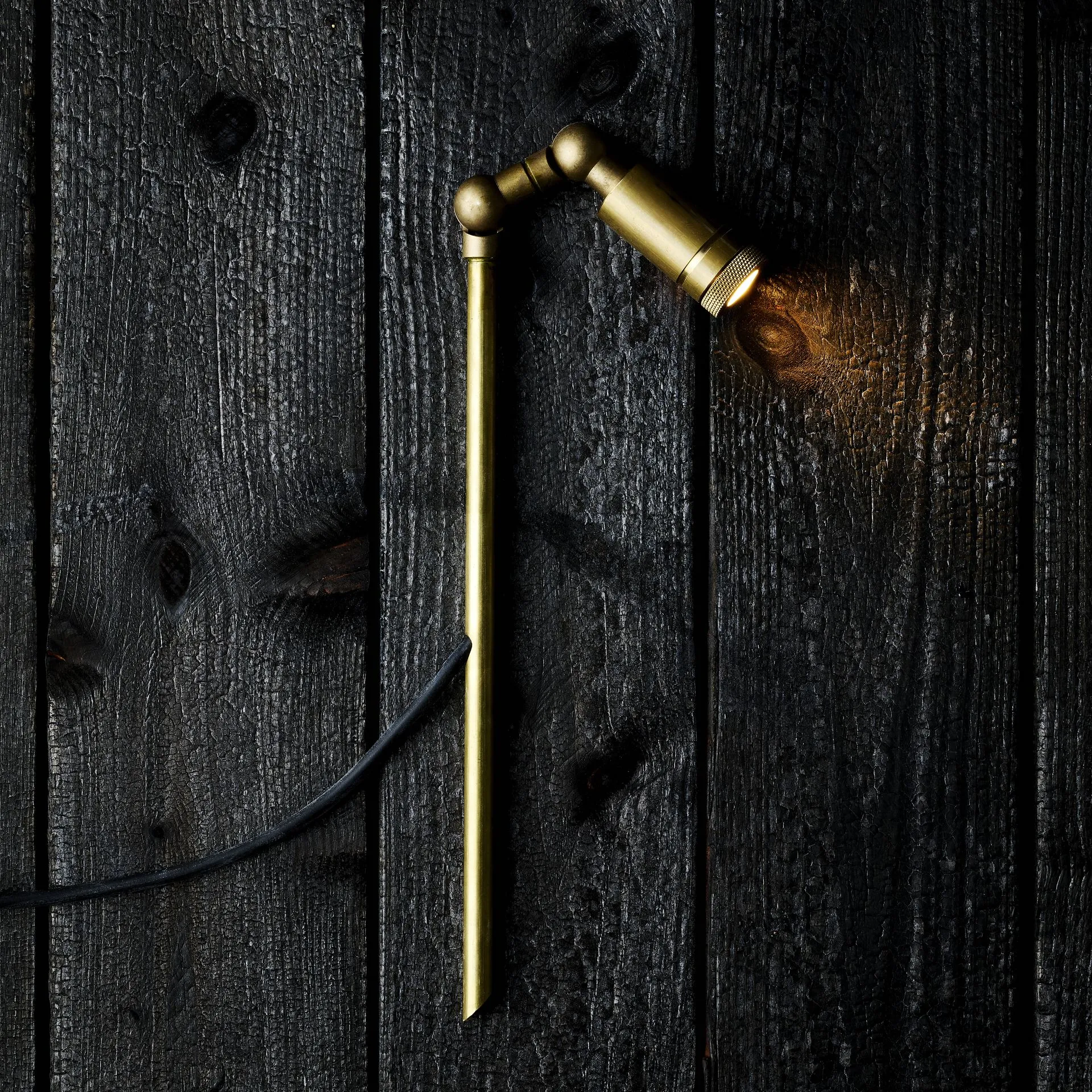 Zapa Native Spike, solid brass, on burnt wood, photo 1