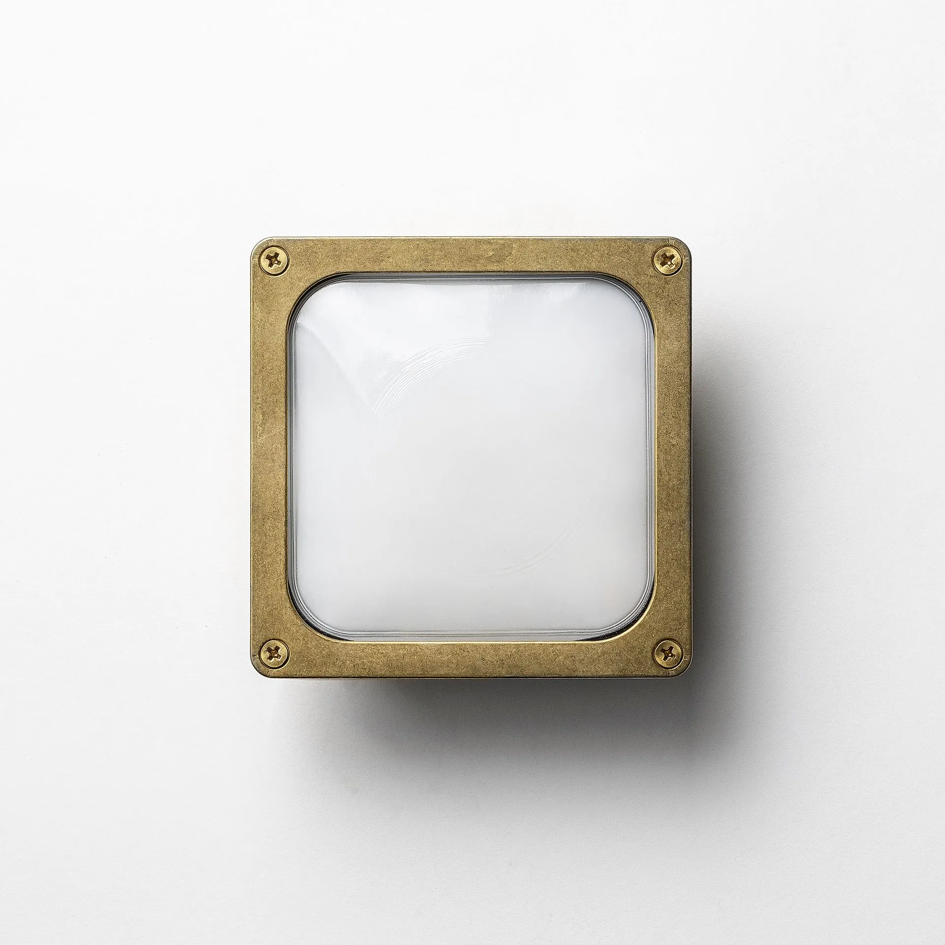 Wall Square 2, solid brass wall light with opal glass, photo 1